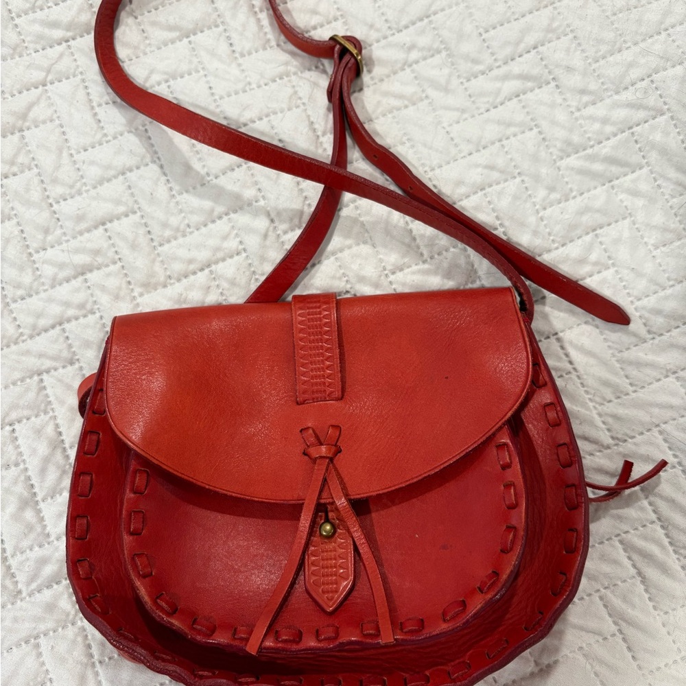 Madewell Asheville Red Leather Crossbody Bag